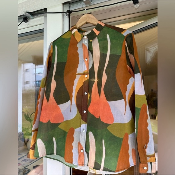 Sézane x Rafael Uriegas Silk Pierro Shirt in Lugar 36 US 4 - Picture 4 of 7